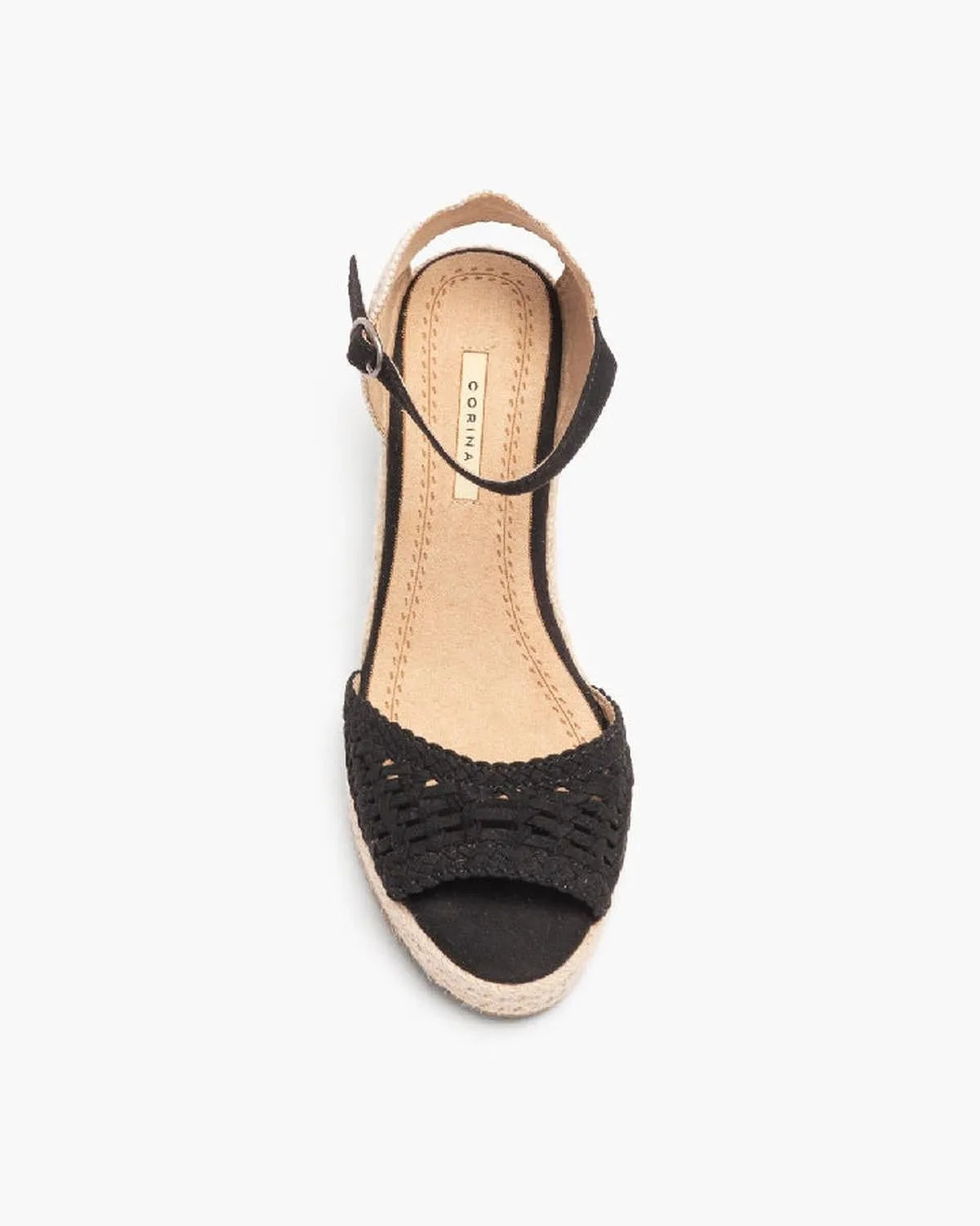 OPEN TOE WEDGE SANDALS IN BLACK-Espadrilles-CORINA- Pointure.AE