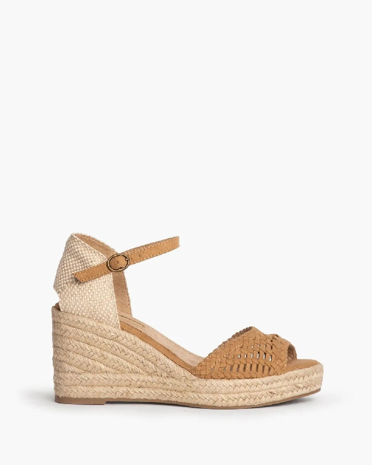 OPEN TOE WEDGE SANDALS IN CAMEL-Espadrilles-CORINA- Pointure.AE
