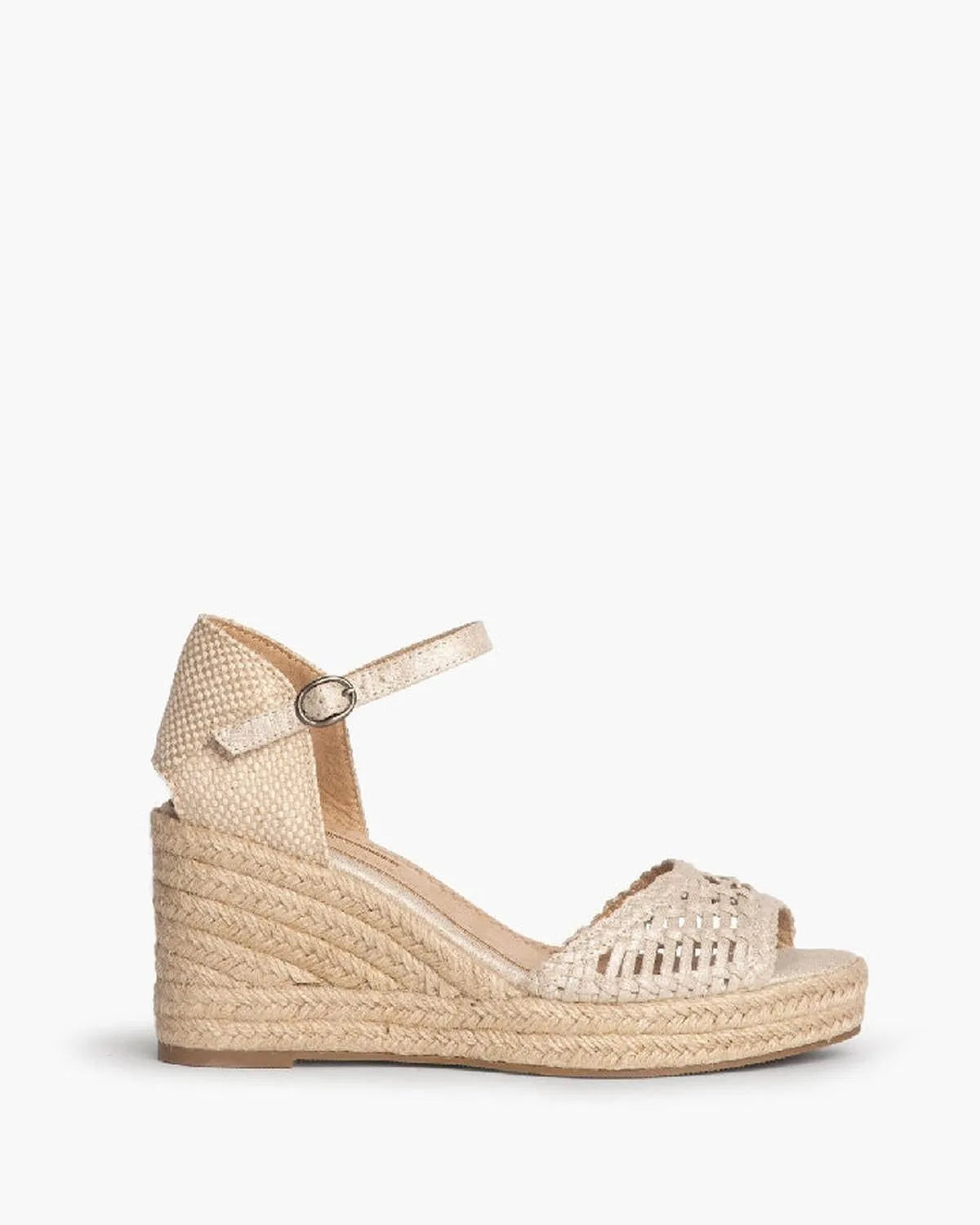 OPEN TOE WEDGE SANDALS IN SILVER-Espadrilles-CORINA- Pointure.AE