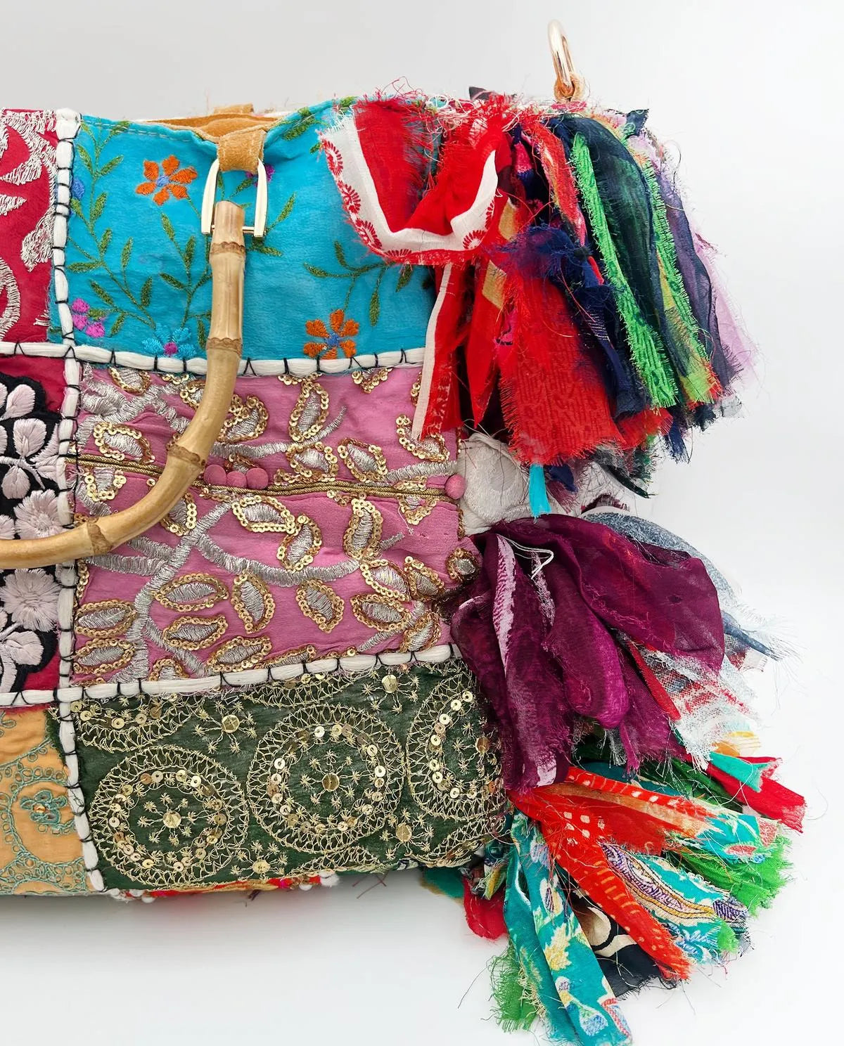 PATCHWORK DOUBLE HANDLE BAG-Top Handle Bags-ALEX MAX- Pointure.AE