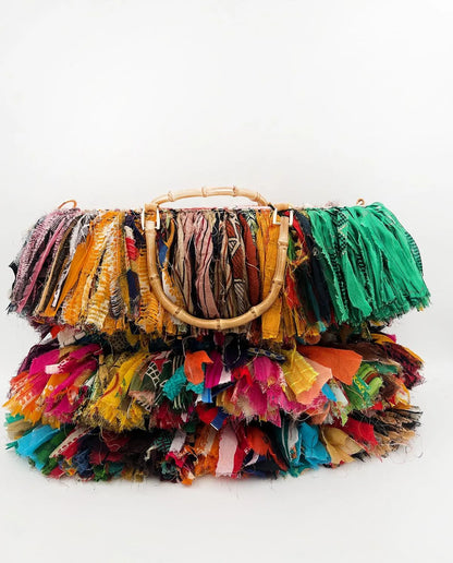 PATCHWORK DOUBLE HANDLE BAG-Top Handle Bags-ALEX MAX- Pointure.AE