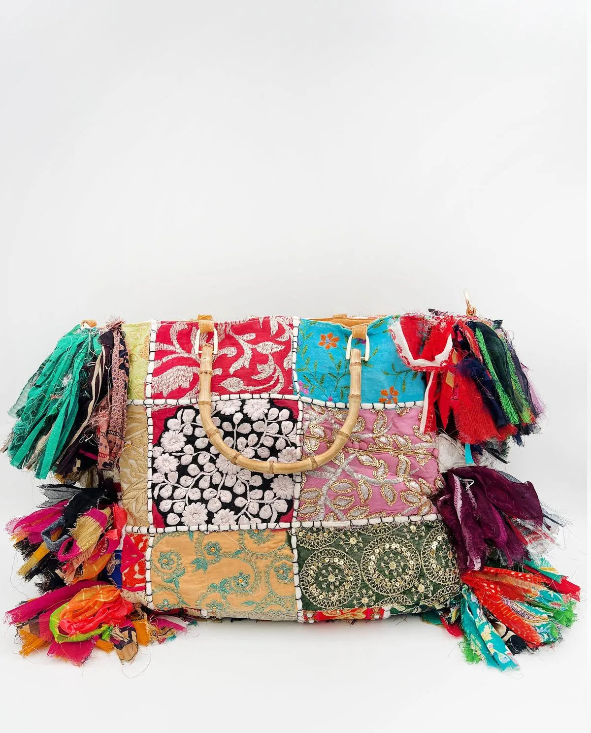 PATCHWORK DOUBLE HANDLE BAG-Top Handle Bags-ALEX MAX- Pointure.AE