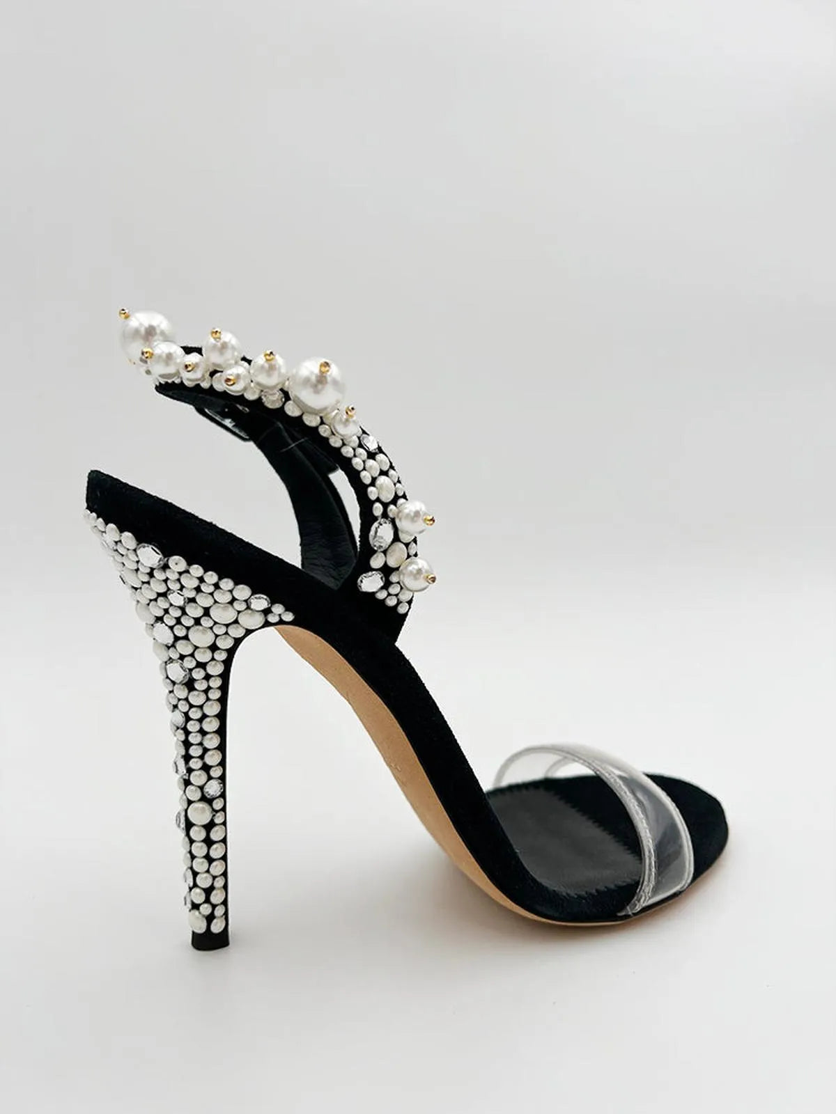 PEARL AND CRYSTAL SANDAL IN BLACK-Sandals-GIUSEPPE ZANOTTI- Pointure.AE
