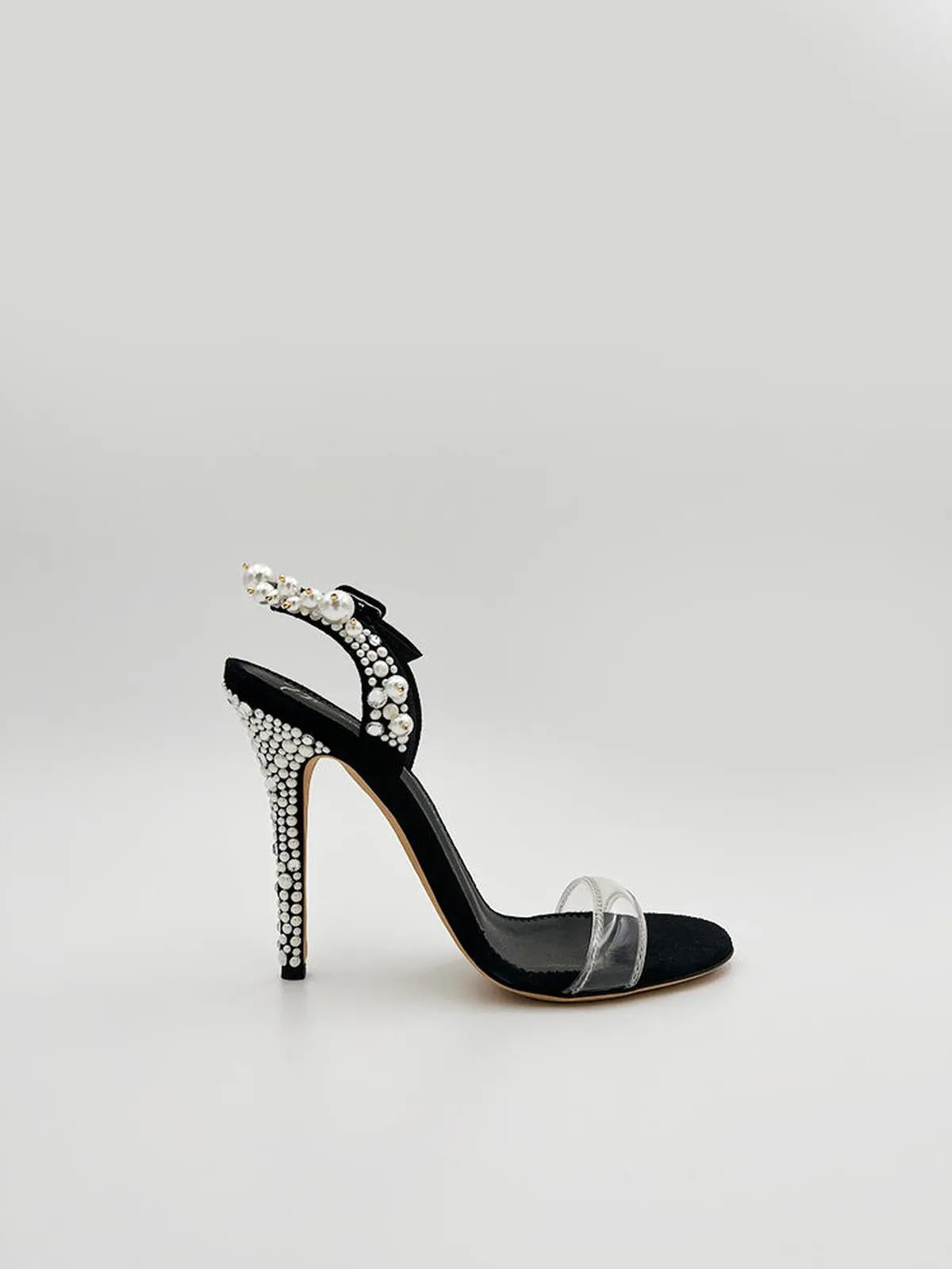 PEARL AND CRYSTAL SANDAL IN BLACK-Sandals-GIUSEPPE ZANOTTI- Pointure.AE