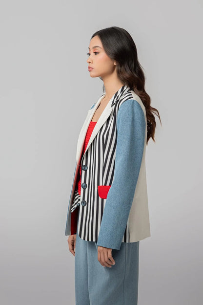 “PILOT” DENIM BLAZER-Blazers-STEFFY- Pointure.AE