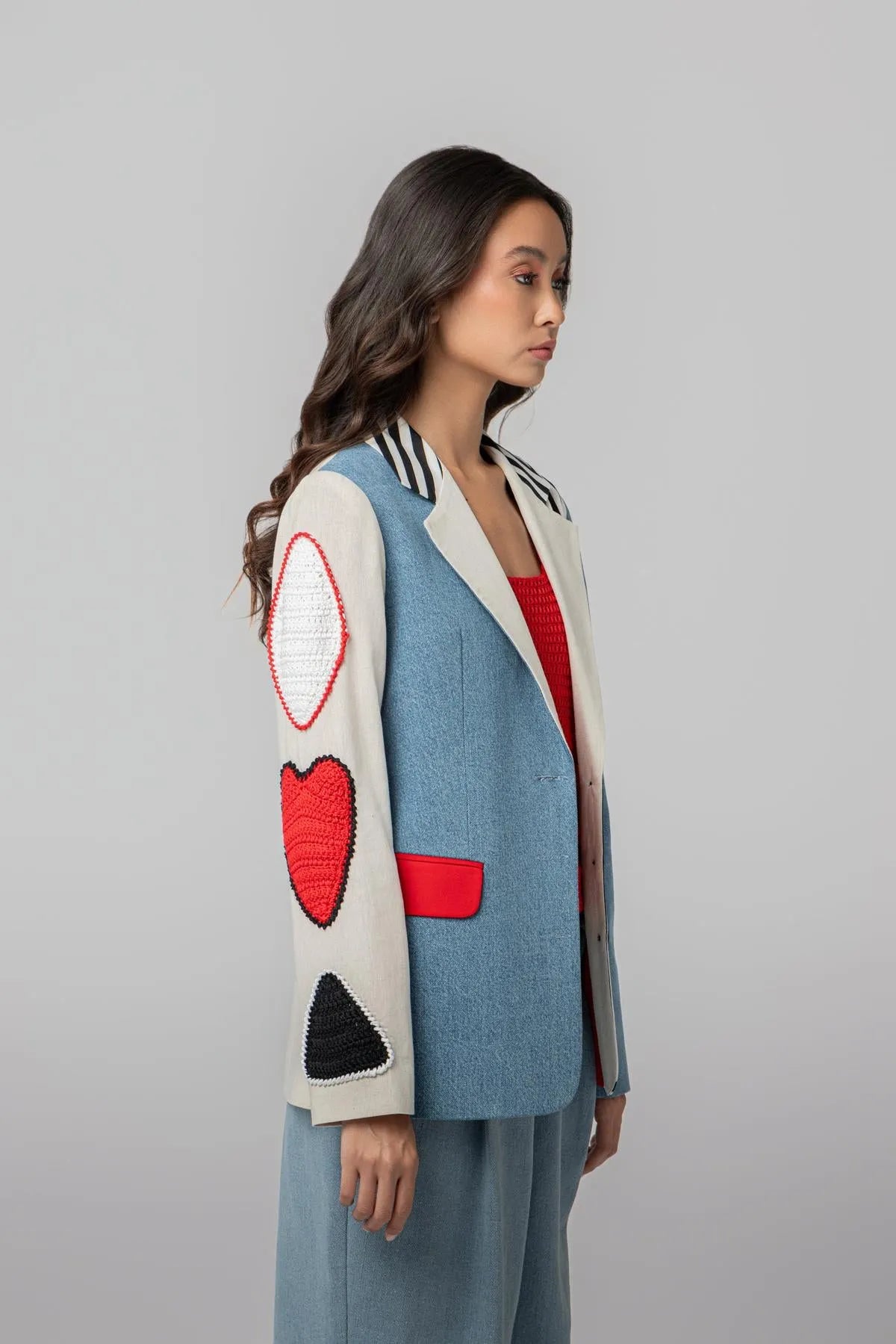 “PILOT” DENIM BLAZER-Blazers-STEFFY- Pointure.AE