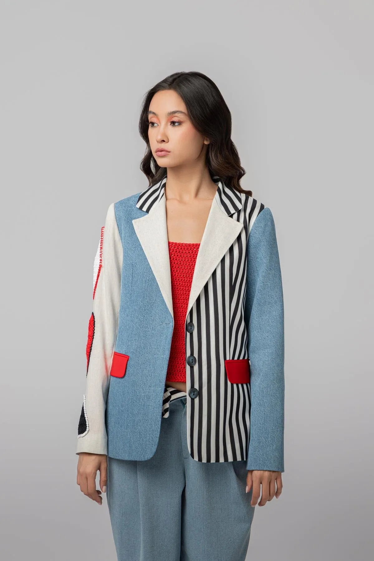 “PILOT” DENIM BLAZER-Blazers-STEFFY- Pointure.AE