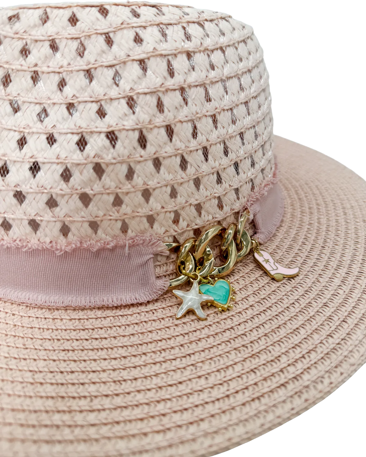 PINK STRAW HAT-Hats-ALEX MAX- Pointure.AE
