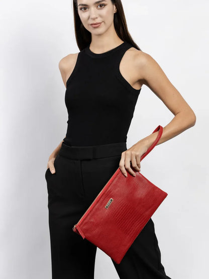 PORTFOLIO CLUTCH BAG IN RED-Clutches-MARIE CLAIRE- Pointure.AE