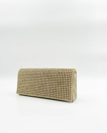 RHINESTONE CLUTCH IN GOLD-Clutches-OSVALDO ROMA- Pointure.AE