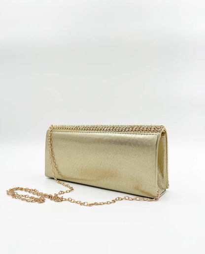 RHINESTONE CLUTCH IN GOLD-Clutches-OSVALDO ROMA- Pointure.AE
