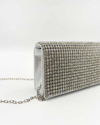 RHINESTONE CLUTCH IN SILVER-Clutches-OSVALDO ROMA- Pointure.AE