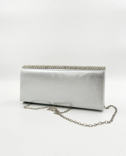 RHINESTONE CLUTCH IN SILVER-Clutches-OSVALDO ROMA- Pointure.AE
