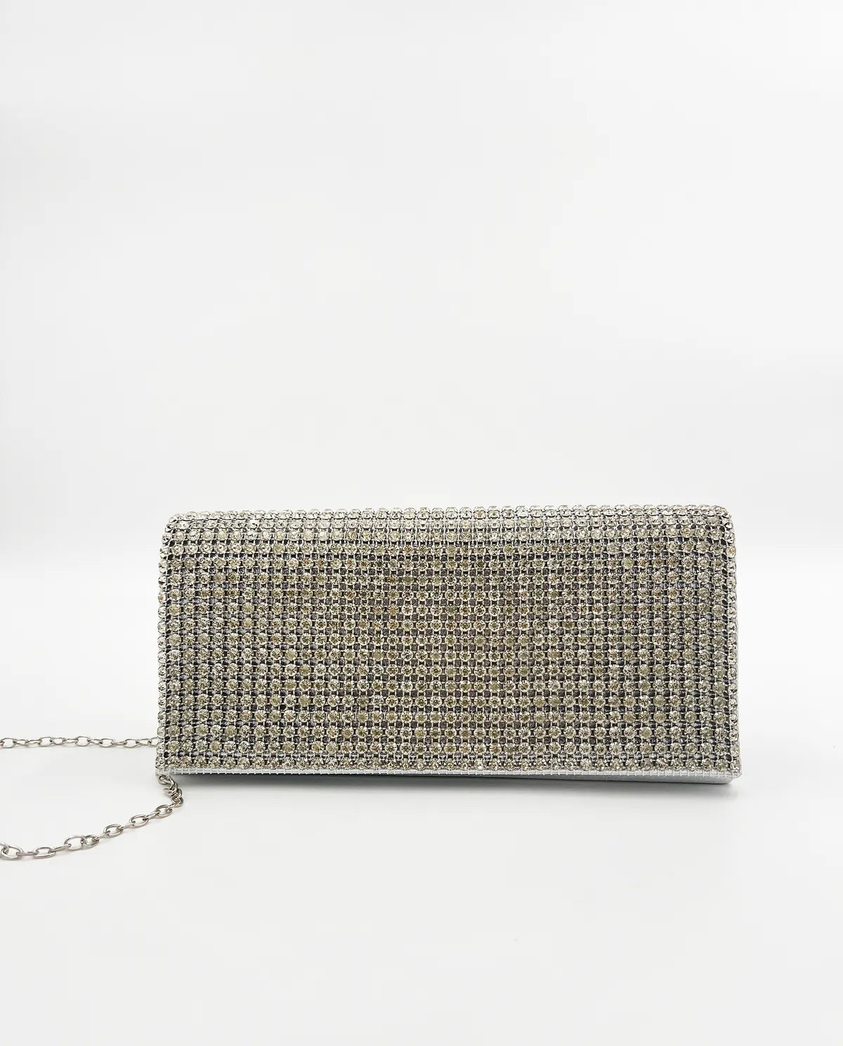 RHINESTONE CLUTCH IN SILVER-Clutches-OSVALDO ROMA- Pointure.AE