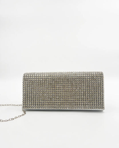 RHINESTONE CLUTCH IN SILVER-Clutches-OSVALDO ROMA- Pointure.AE