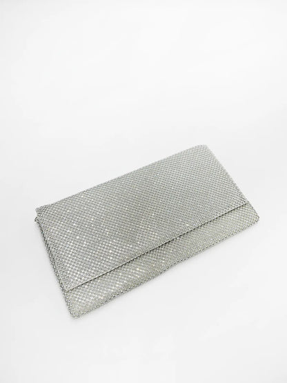 RHINESTONE CLUTCH IN SILVER-Clutches-STAY IN STYLE- Pointure.AE
