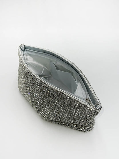 RHINESTONE POUCH IN SILVER-Pouches-STAY IN STYLE- Pointure.AE