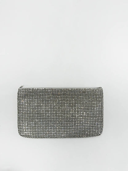 RHINESTONE POUCH IN SILVER-Pouches-STAY IN STYLE- Pointure.AE