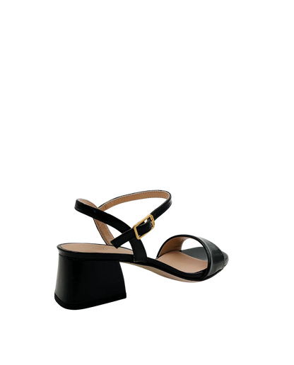 SANDAL WITH A WIDE HEEL IN PATENT BLACK-Sandals-UNISA- Pointure.AE