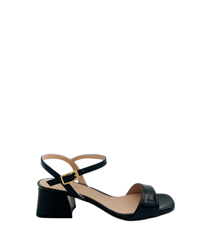 SANDAL WITH A WIDE HEEL IN PATENT BLACK-Sandals-UNISA- Pointure.AE