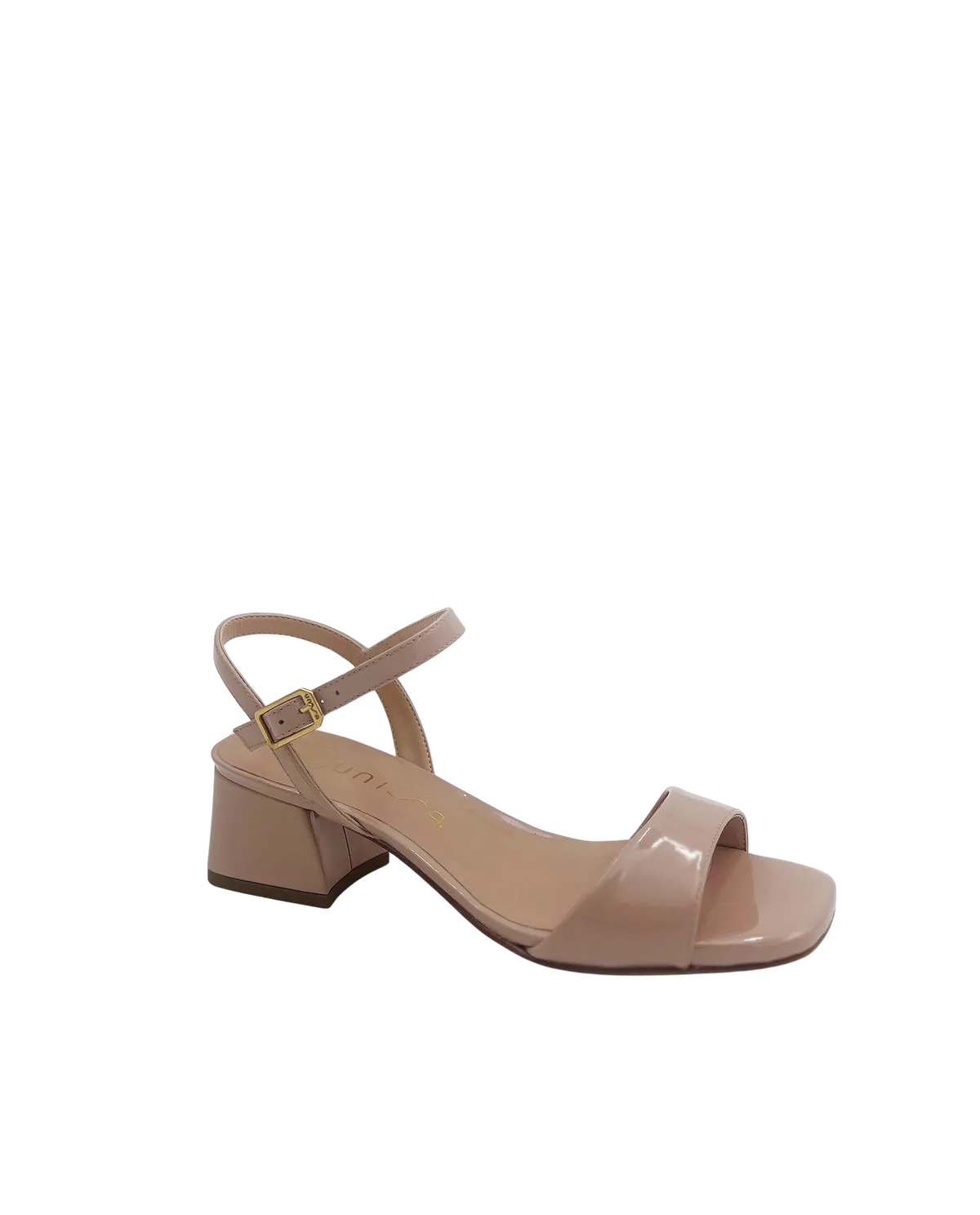 SANDAL WITH A WIDE HEEL IN PATENT DUSTY-Sandals-UNISA- Pointure.AE