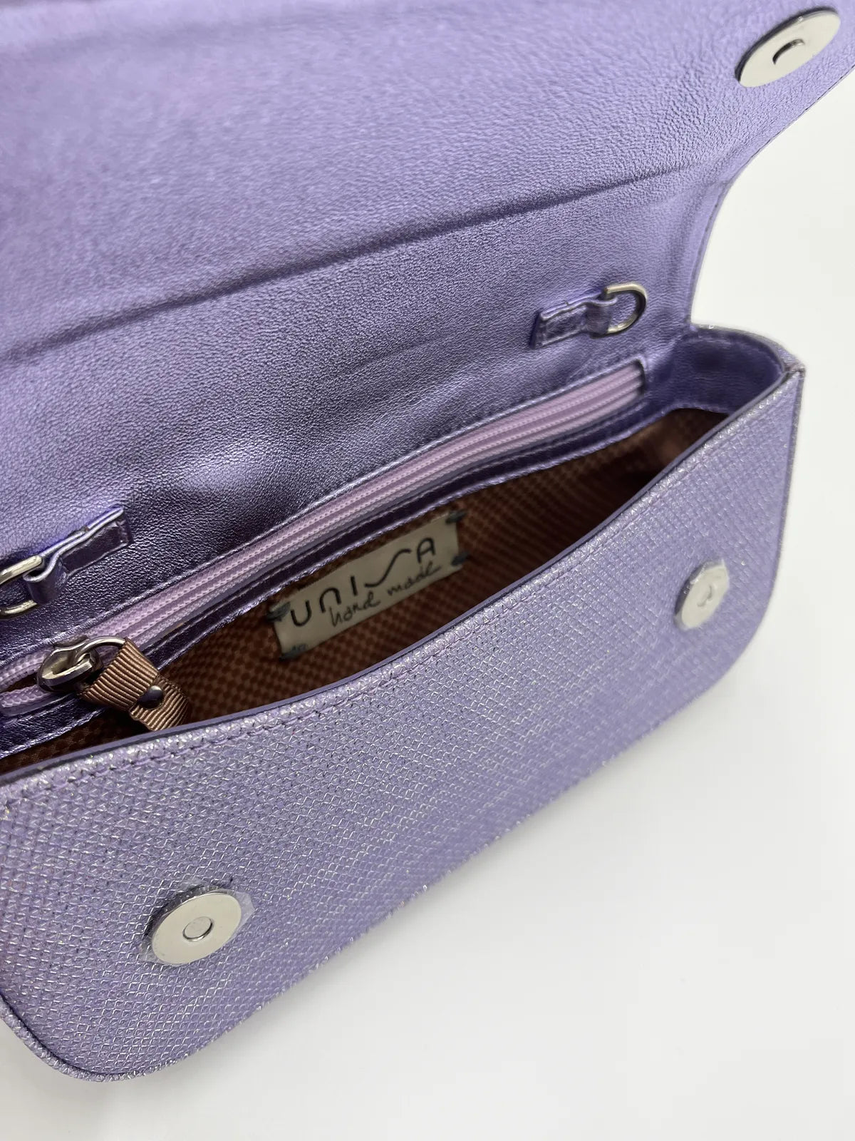 SHINY FABRIC LILAC CLUTCH-Clutches-UNISA- Pointure.AE