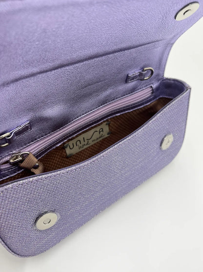 SHINY FABRIC LILAC CLUTCH-Clutches-UNISA- Pointure.AE