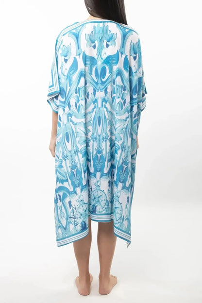 SHORT PONCHO IN BLUE