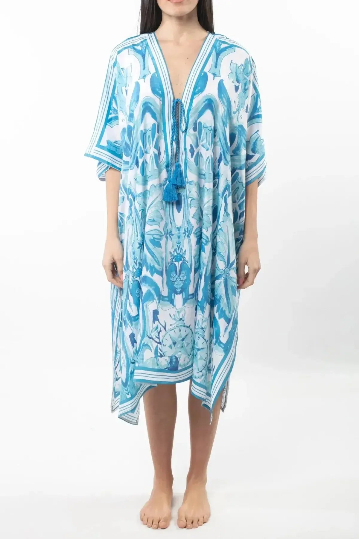 SHORT PONCHO IN BLUE