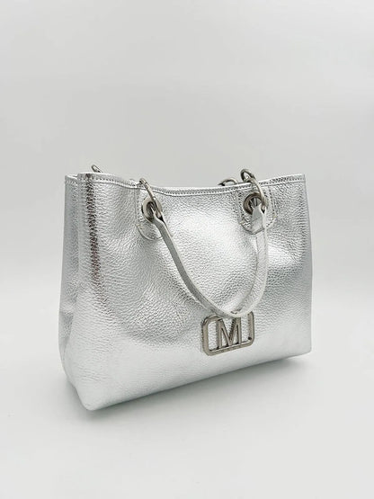 SILVER TOP-HANDLE BAG-Top Handle Bags-MAGA MILANO- Pointure.AE