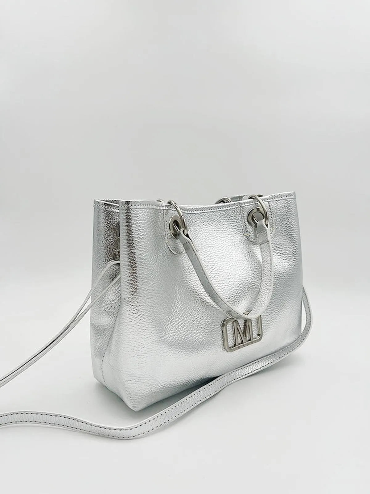 SILVER TOP-HANDLE BAG-Top Handle Bags-MAGA MILANO- Pointure.AE