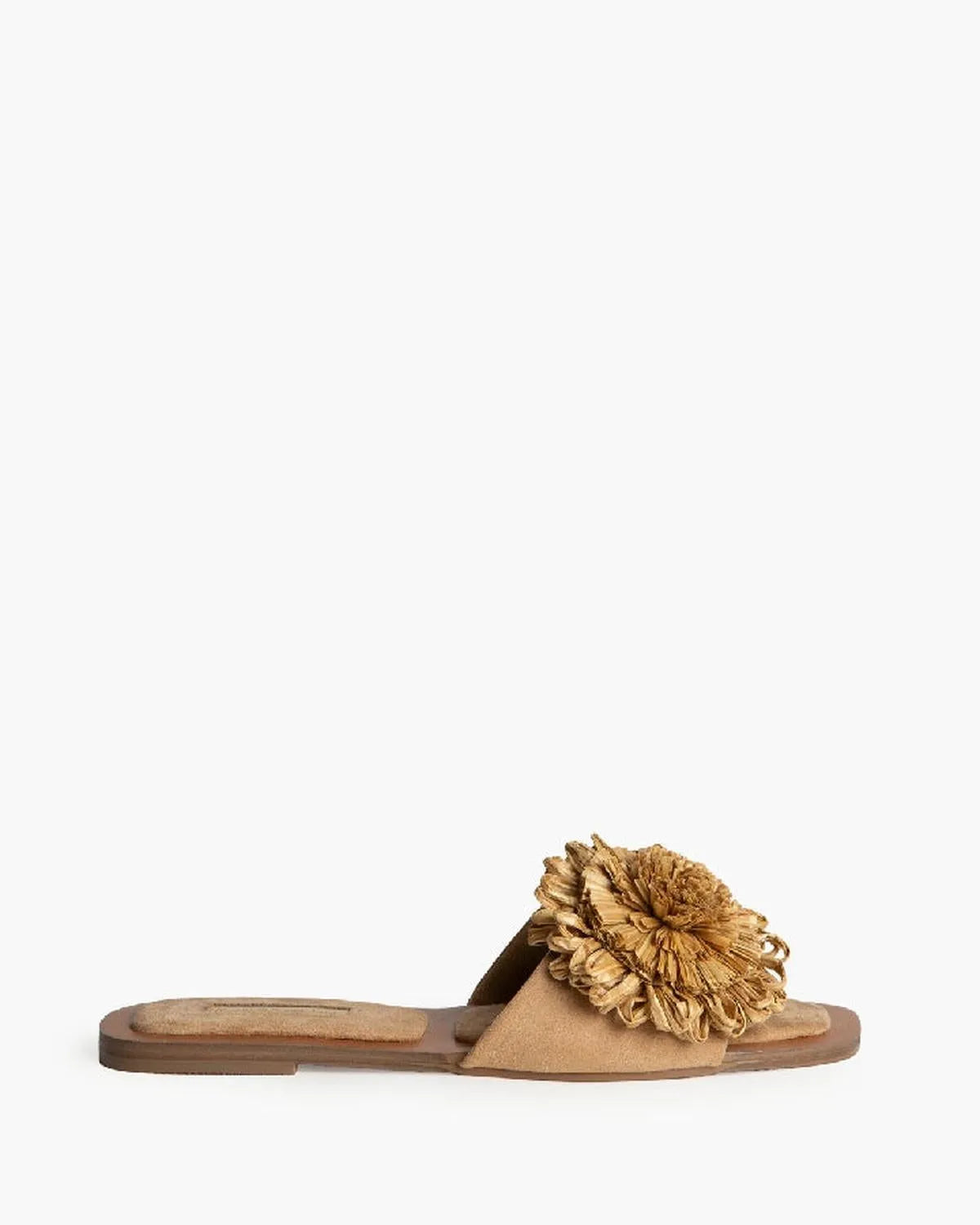 SLIPPER WITH FLOWER DETAIL IN BEIGE-Slippers-CORINA- Pointure.AE