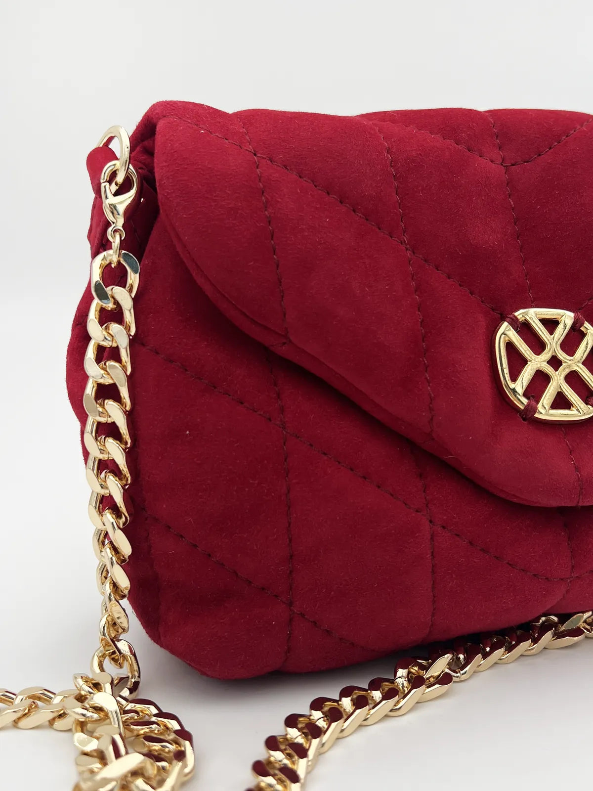 SMALL QUILTED EFFECT HANDBAG IN SUEDE-Cross-Body Bags-UNISA- Pointure.AE