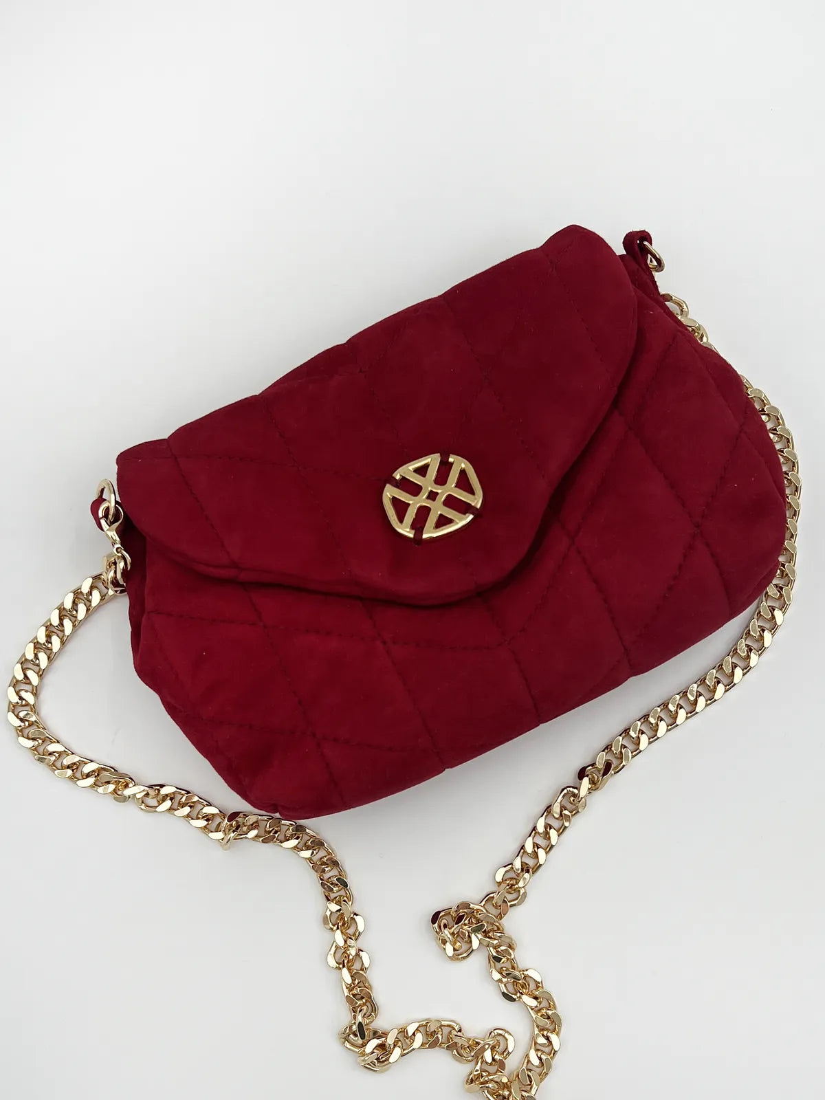 SMALL QUILTED EFFECT HANDBAG IN SUEDE-Cross-Body Bags-UNISA- Pointure.AE