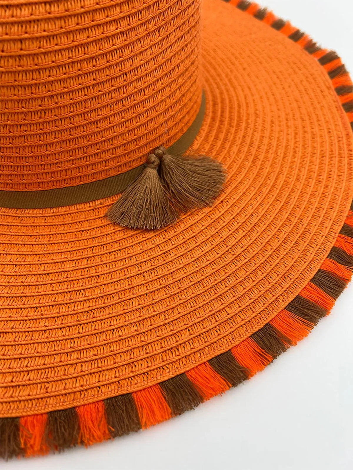 STRAW HAT WITH FRINGES-Hats-ALEX MAX- Pointure.AE