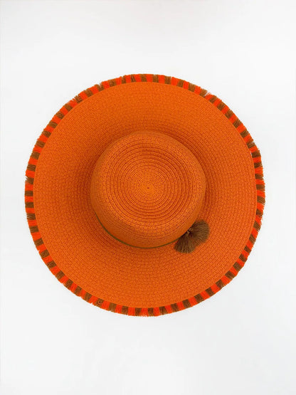 STRAW HAT WITH FRINGES-Hats-ALEX MAX- Pointure.AE