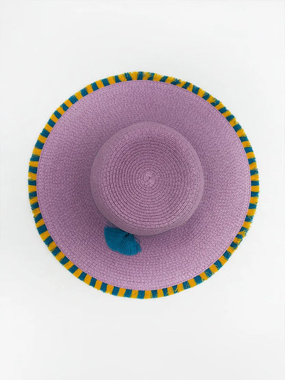 STRAW HAT WITH FRINGES-Hats-ALEX MAX- Pointure.AE