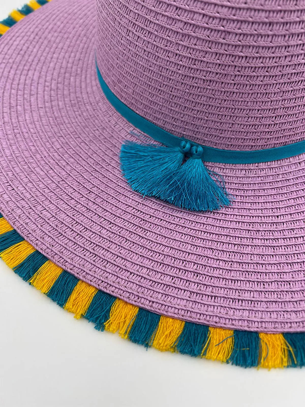 STRAW HAT WITH FRINGES-Hats-ALEX MAX- Pointure.AE