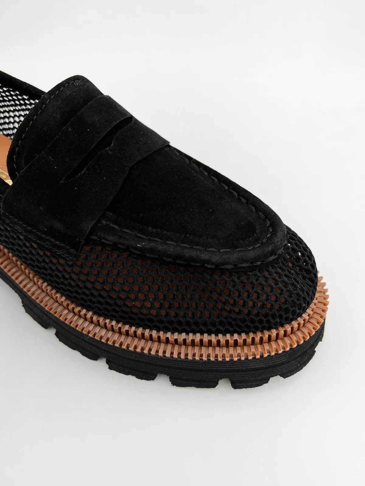 SUEDE-MESH LOAFER IN BLACK-Loafers-TUCINO- Pointure.AE