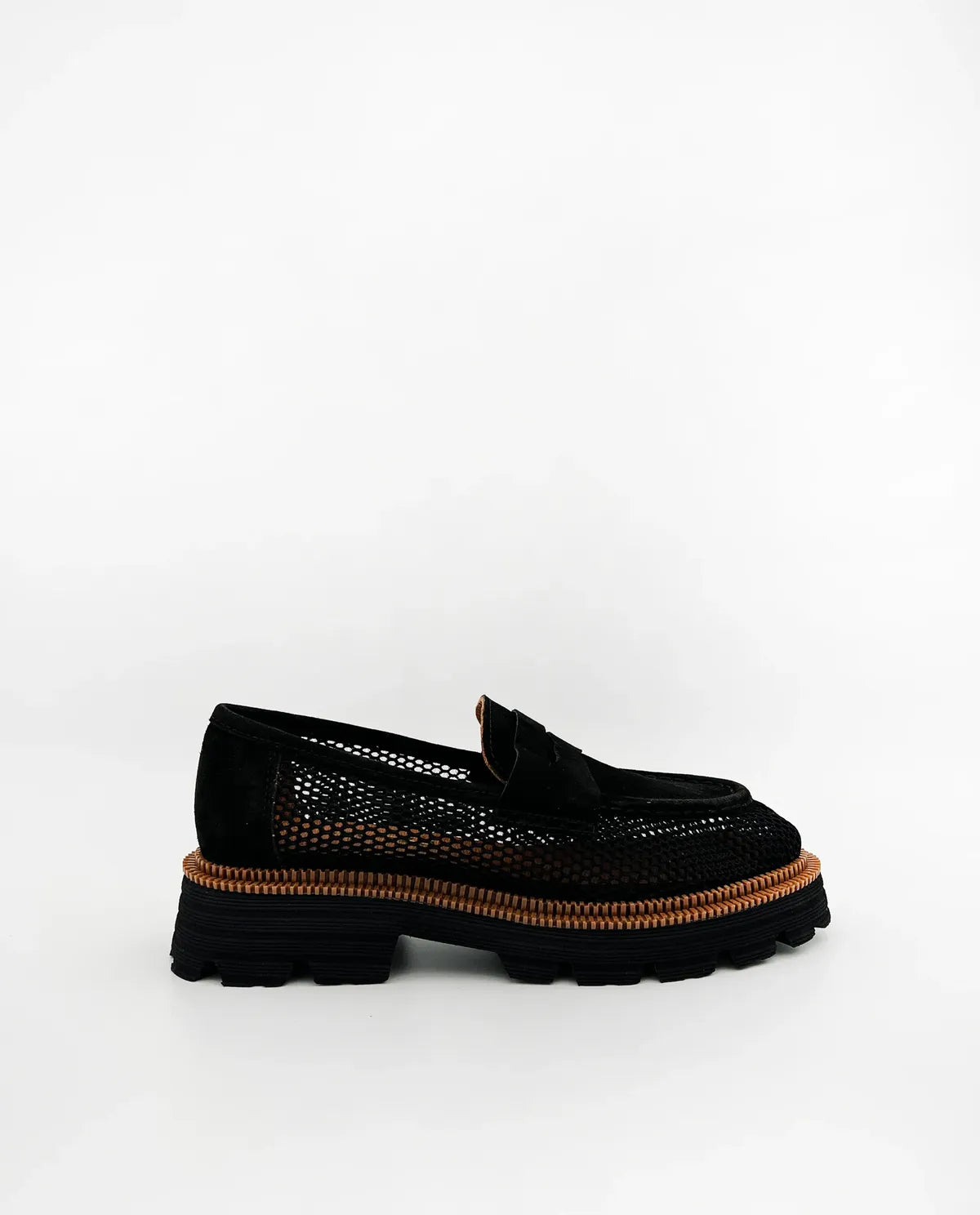 SUEDE-MESH LOAFER IN BLACK-Loafers-TUCINO- Pointure.AE