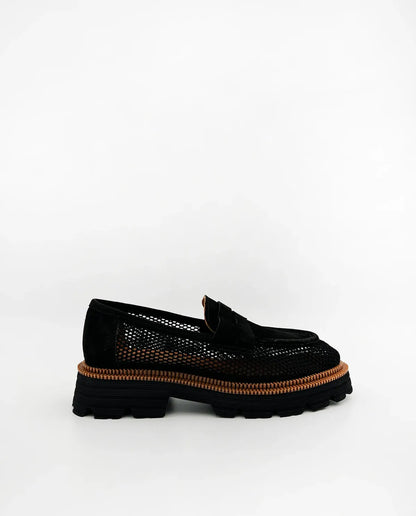 SUEDE-MESH LOAFER IN BLACK-Loafers-TUCINO- Pointure.AE