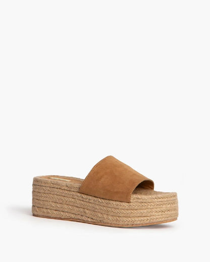 SUEDE WEDGE MULE IN CAMEL-Mules-CORINA- Pointure.AE
