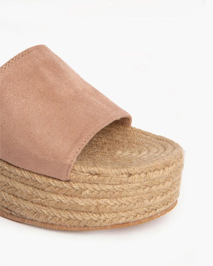 SUEDE WEDGE MULE IN LIGHT PINK-Mules-CORINA- Pointure.AE