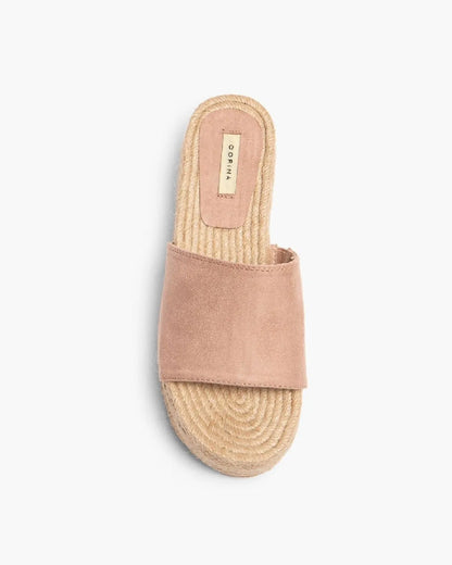 SUEDE WEDGE MULE IN LIGHT PINK-Mules-CORINA- Pointure.AE