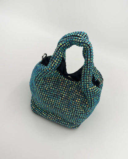TOP HANDLE RHINESTONE BAG IN BLUE-Top Handle Bags-STAY IN STYLE- Pointure.AE