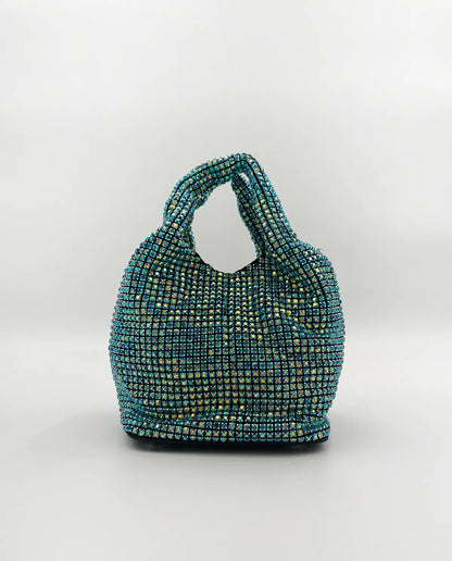 TOP HANDLE RHINESTONE BAG IN BLUE-Top Handle Bags-STAY IN STYLE- Pointure.AE