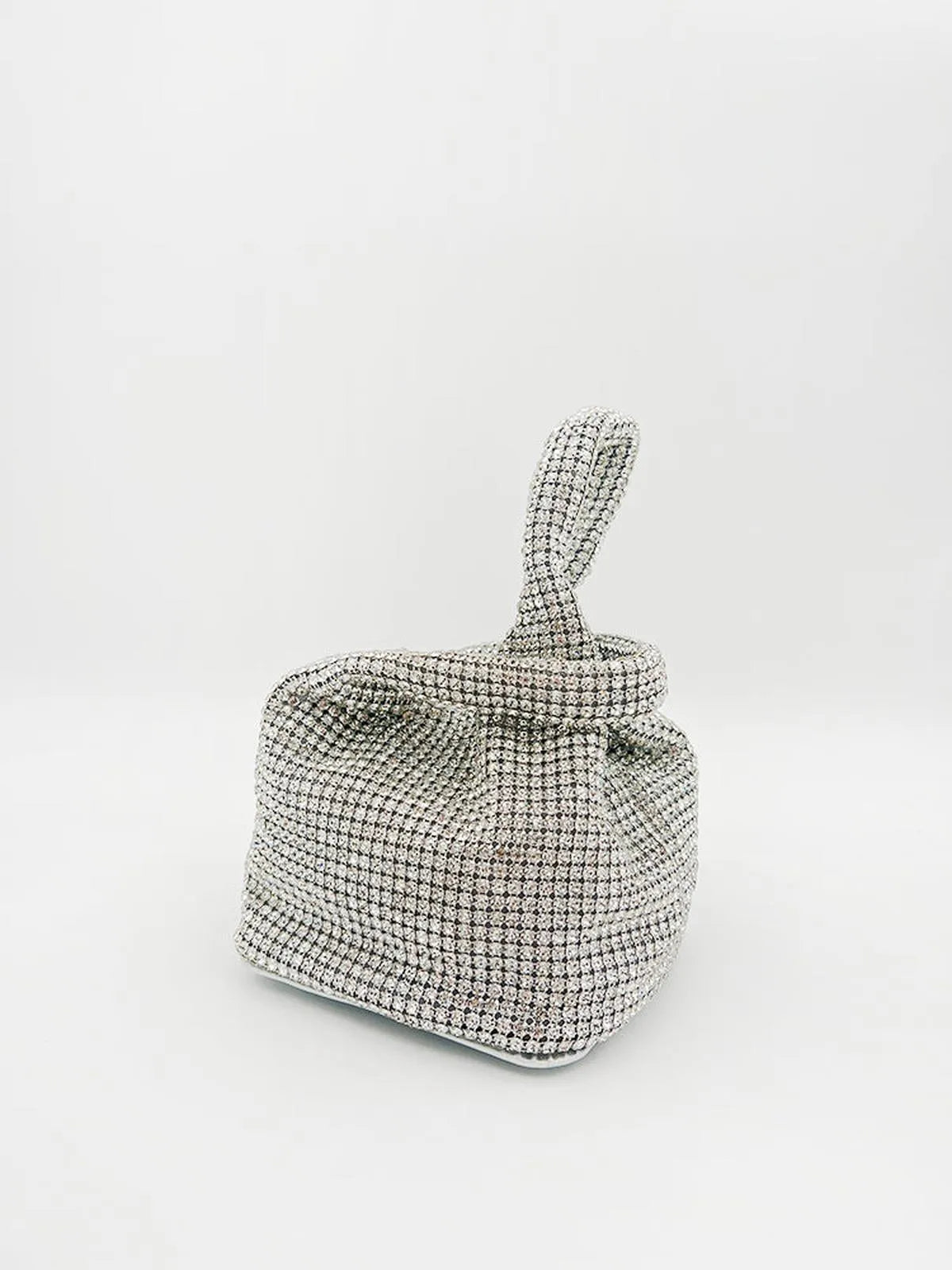 TOP HANDLE RHINESTONE BAG IN LIGHT SILVER-Top Handle Bags-STAY IN STYLE- Pointure.AE