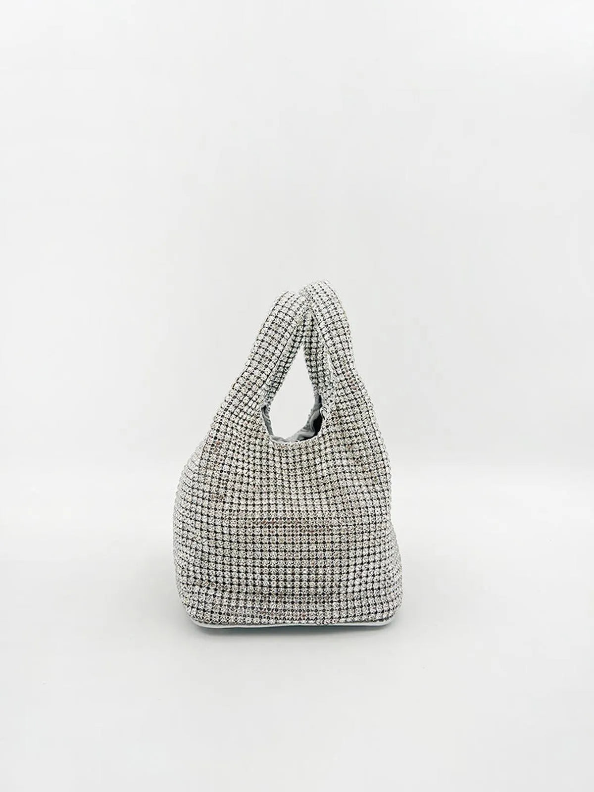 TOP HANDLE RHINESTONE BAG IN LIGHT SILVER-Top Handle Bags-STAY IN STYLE- Pointure.AE