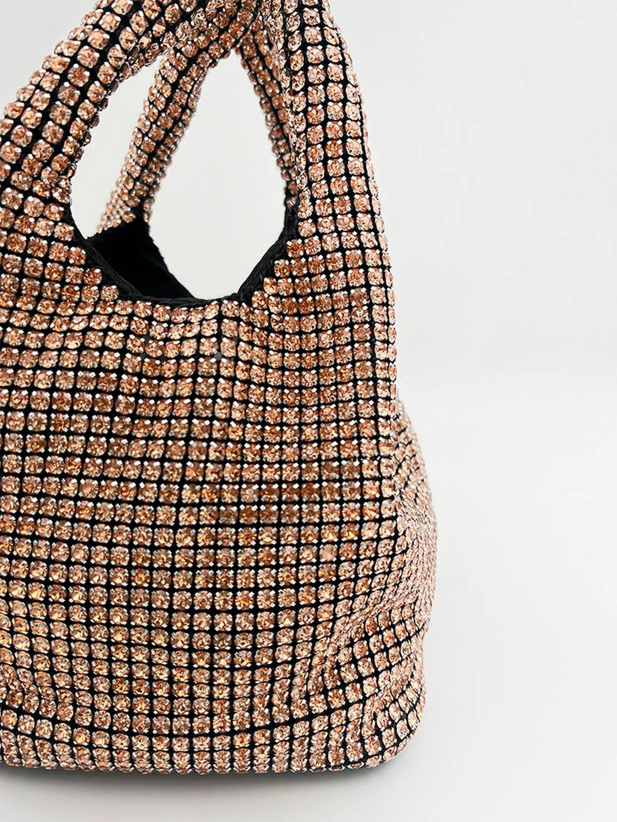 TOP HANDLE RHINESTONE BAG IN ROSE GOLD-Top Handle Bags-STAY IN STYLE- Pointure.AE