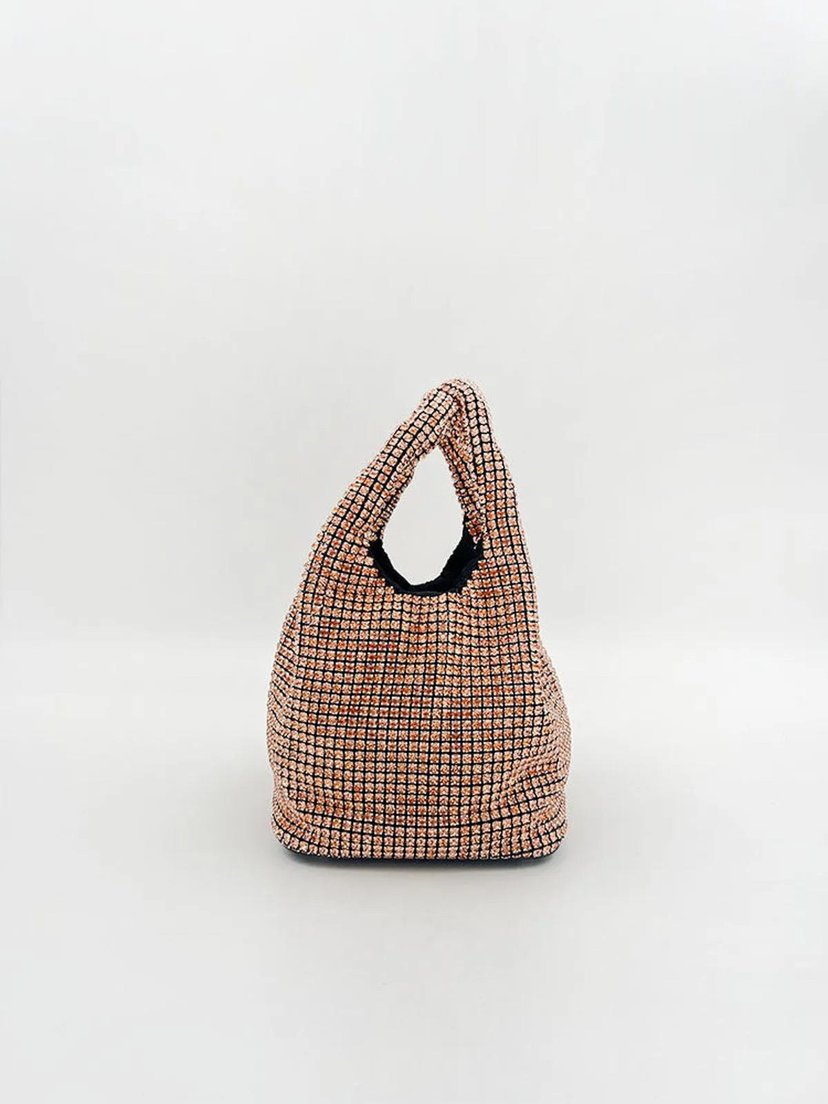 TOP HANDLE RHINESTONE BAG IN ROSE GOLD-Top Handle Bags-STAY IN STYLE- Pointure.AE